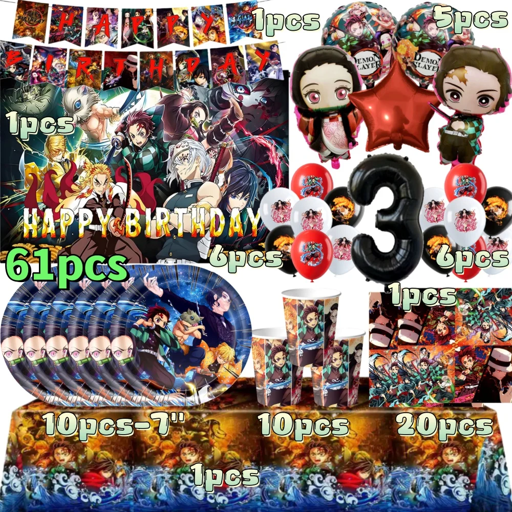 Demon Slayer Cute Decorations Birthday Gift Party Tableware Include Napkins Plate Cup Latex Balloon Kimetsu Photo Props Toys Set
Demon Slayer Cute Decorations Birthday Gift Party Tableware Include Napkins Plate Cup Latex Balloon Kimetsu Photo Props Toys Set