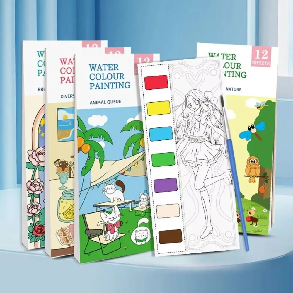12 Pages Watercolor Coloring Book DIY Handcrafted Graffiti Doodle Book With Painting Brush Portable Coloring Painting Book Gift
12 Pages Watercolor Coloring Book DIY Handcrafted Graffiti Doodle Book With Painting Brush Portable Coloring Painting Book Gift