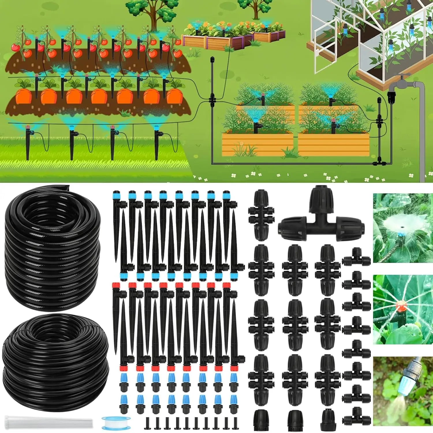 250FT Drip Irrigation Kit – 2026 New Quick-Connect Micro System with 1/4'' 1/2'' Tubing, Locking Nozzle Emitters, Adjustable Misting Sprayers for Gardens, Lawns, Raised Beds, Greenhouses
250FT Drip Irrigation Kit – 2026 New Quick-Connect Micro System with 1/4'' 1/2'' Tubing, Locking Nozzle Emitters, Adjustable Misting Sprayers for Gardens, Lawns, Raised Beds, Greenhouses