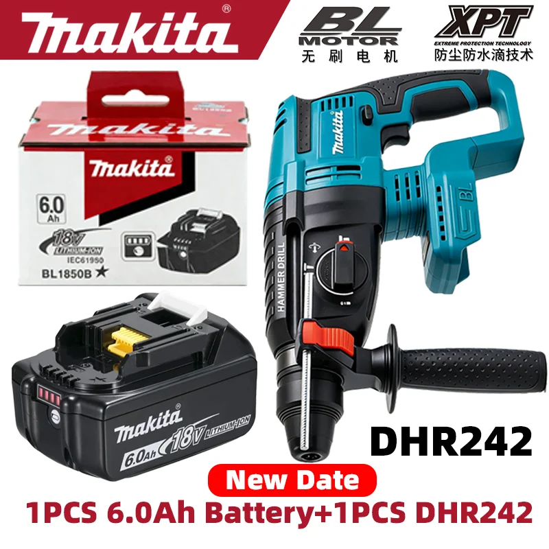 Makita Genuine DHR242 18V Cordless Rotary Hammer Drill | 26mm Concrete 4500S/min 3-Mode Brushless Heavy Duty Professional
Makita Genuine DHR242 18V Cordless Rotary Hammer Drill | 26mm Concrete 4500S/min 3-Mode Brushless Heavy Duty Professional