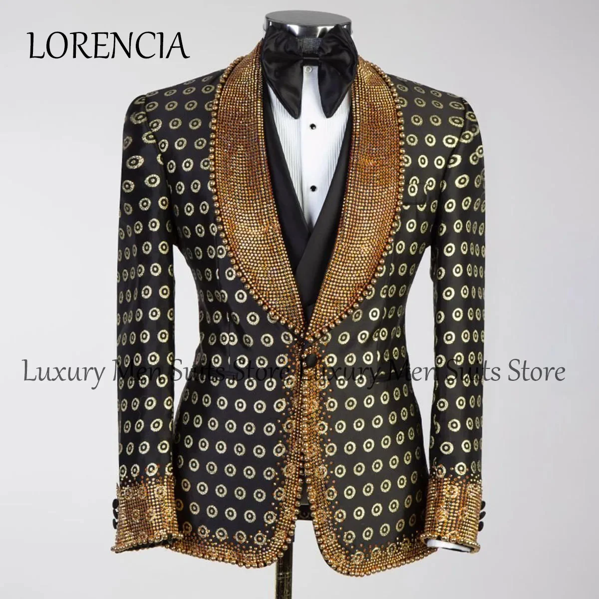 Luxury Jewelry Ornament Tuxedo Customized Men Suits Printing Wedding Groom Dinner Male Prom Blazers 3 Piece Set Ternos Completo
Luxury Jewelry Ornament Tuxedo Customized Men Suits Printing Wedding Groom Dinner Male Prom Blazers 3 Piece Set Ternos Completo