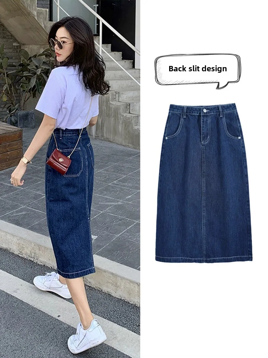 High Waist Mid-Length A-Line Denim Skirt for Women Spring Summer Fashion Split Design Office Commute Style Pure Color Skirt
High Waist Mid-Length A-Line Denim Skirt for Women Spring Summer Fashion Split Design Office Commute Style Pure Color Skirt
