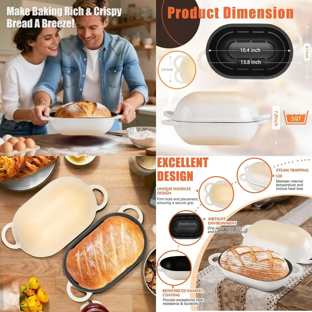 Enameled Cast Iron Sourdough Bread Pan with Lid, 5-Quart Loaf Pan for Homemade Baking, Gradient Caramel Oven
Enameled Cast Iron Sourdough Bread Pan with Lid, 5-Quart Loaf Pan for Homemade Baking, Gradient Caramel Oven