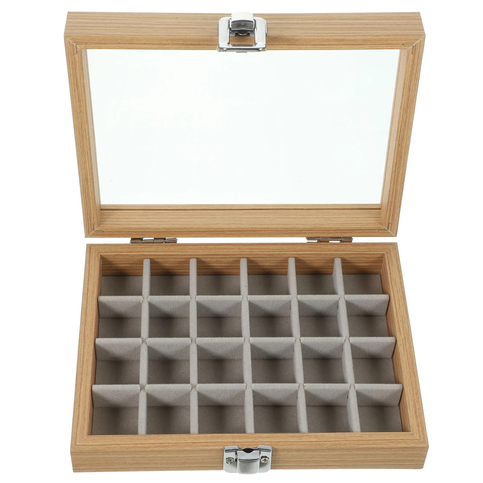 Wooden Jewelry Box 12 Grid compartments Portable Small Size Desktop Organizer Clear Lid Display Storage Container
Wooden Jewelry Box 12 Grid compartments Portable Small Size Desktop Organizer Clear Lid Display Storage Container