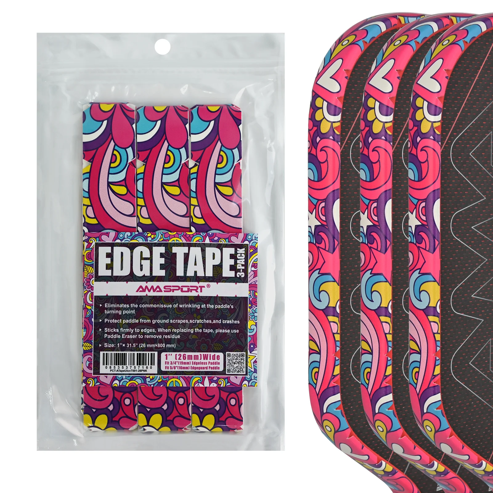 AMASPORT Magic Color Pickleball Paddle Edge Guard Tape Anti-Scratch Edge Guard Tape Wear Resistant Protective Tape for Paddle
AMASPORT Magic Color Pickleball Paddle Edge Guard Tape Anti-Scratch Edge Guard Tape Wear Resistant Protective Tape for Paddle