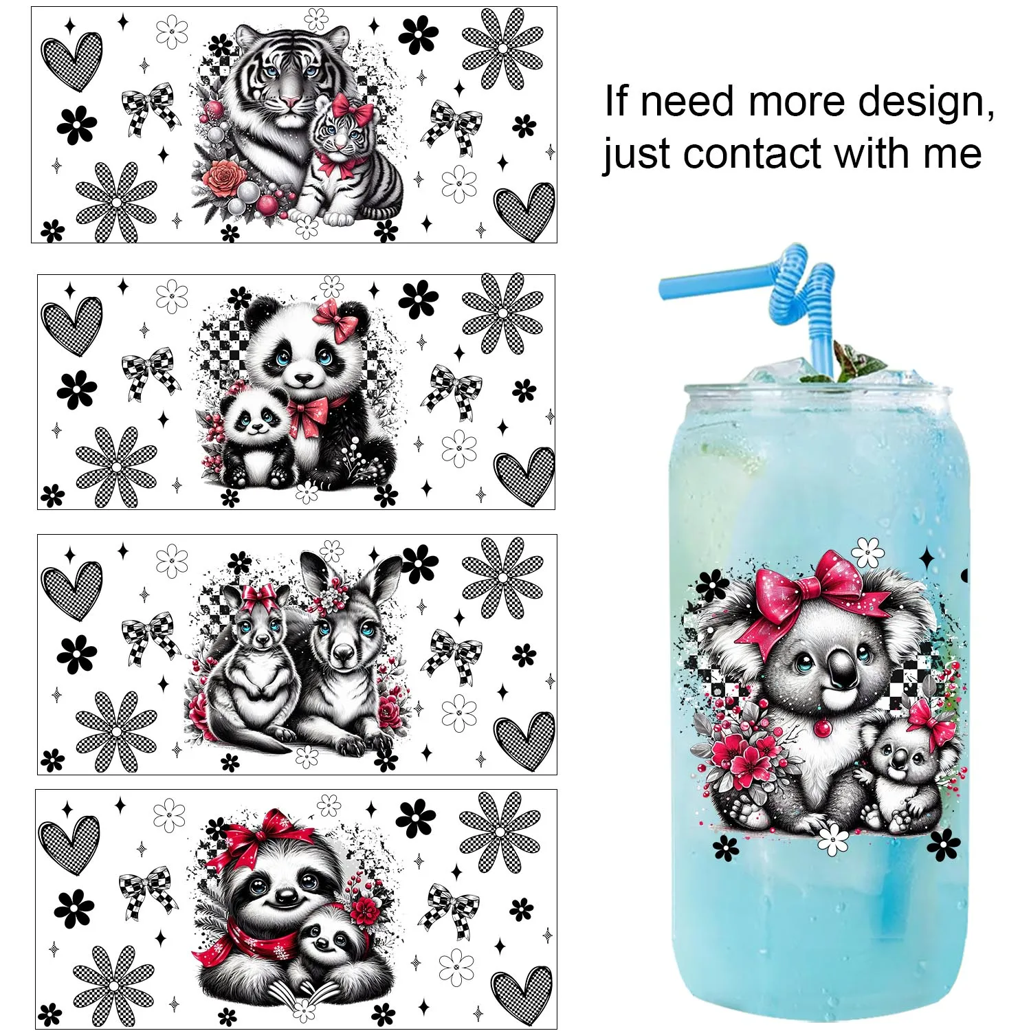 Cute Black and white animals UV waterproof Party DIY Decals 3D transfers uvdtf tumbler seal stickers 16oz uv dtf cup wraps
Cute Black and white animals UV waterproof Party DIY Decals 3D transfers uvdtf tumbler seal stickers 16oz uv dtf cup wraps