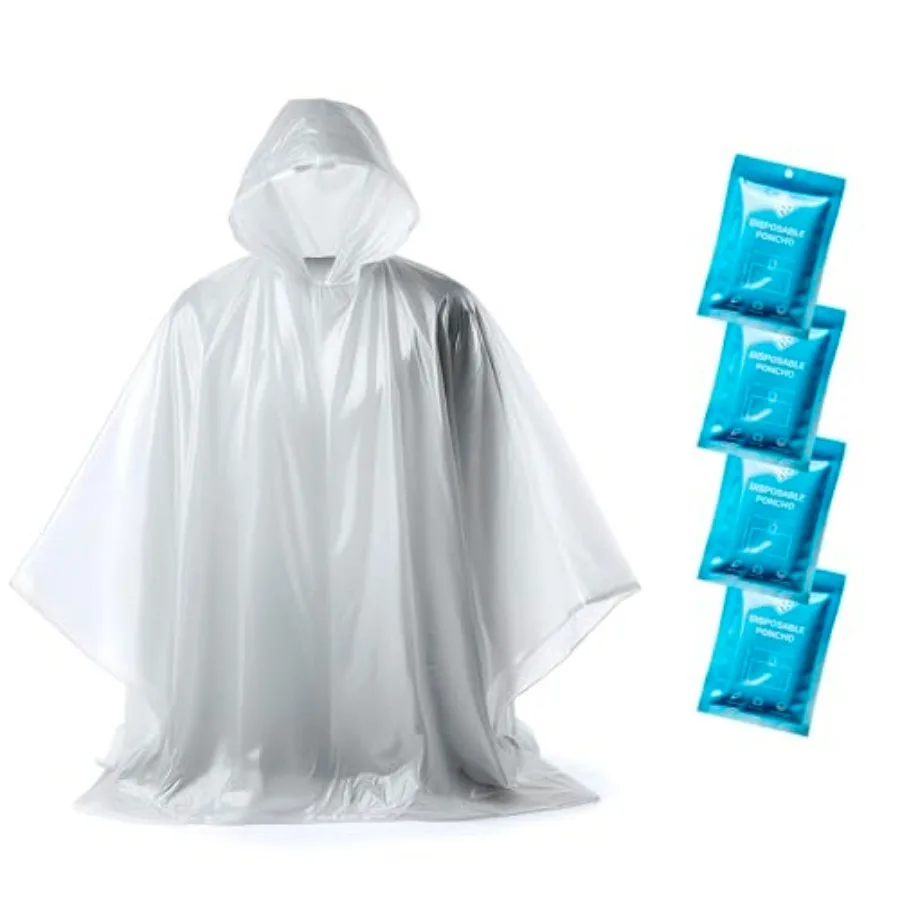 Disposable Rain Ponchos for Adults - Clear with Hood, Compact Emergency Ponchos for Hiking, Camping, Travel
Disposable Rain Ponchos for Adults - Clear with Hood, Compact Emergency Ponchos for Hiking, Camping, Travel