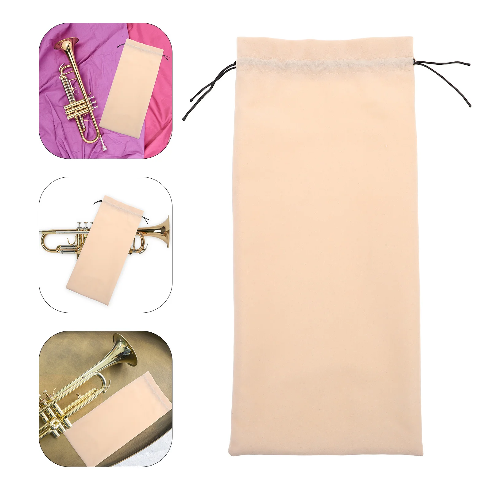 Bugle Instrument Pouch Soft Drawstring Closure Dustproof Travel Storage Bag for Music Equipment Musicians Percussion Bag
