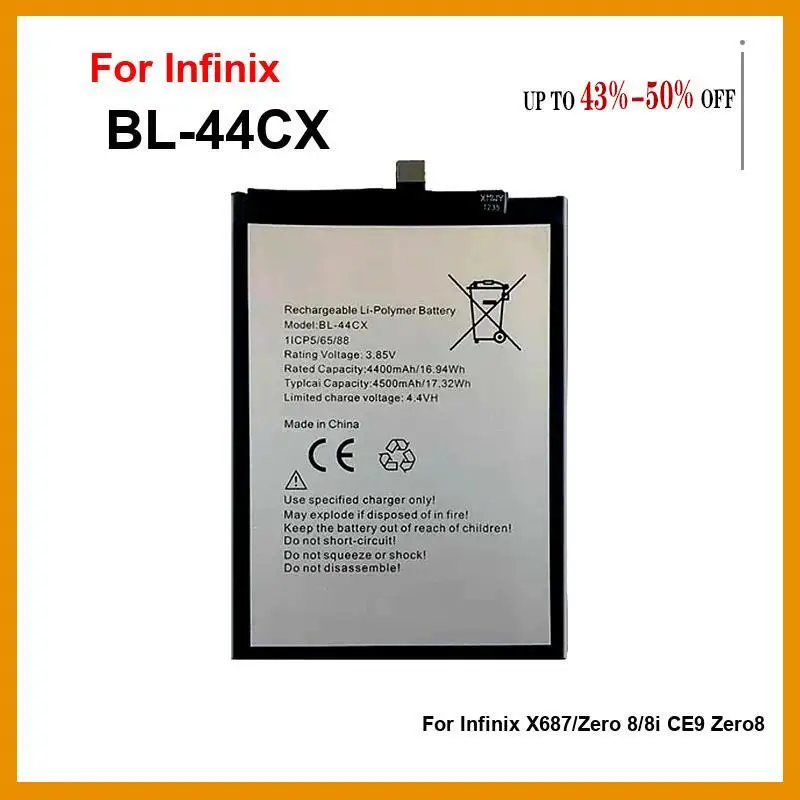 Mobile Phone Battery For Infinix X687 Zero 8 8I CE9 Zero8 Reliable Replacement 4500Mah BL-44CX
Mobile Phone Battery For Infinix X687 Zero 8 8I CE9 Zero8 Reliable Replacement 4500Mah BL-44CX