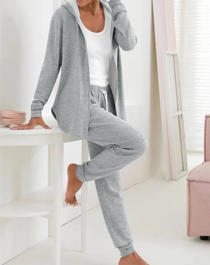 Two Piece Set Women Outfit Open Front Long Sleeve Hooded Top Drawstring High Waist Cuffed Pants Lounge Outfit Tracksuit Set
Two Piece Set Women Outfit Open Front Long Sleeve Hooded Top Drawstring High Waist Cuffed Pants Lounge Outfit Tracksuit Set