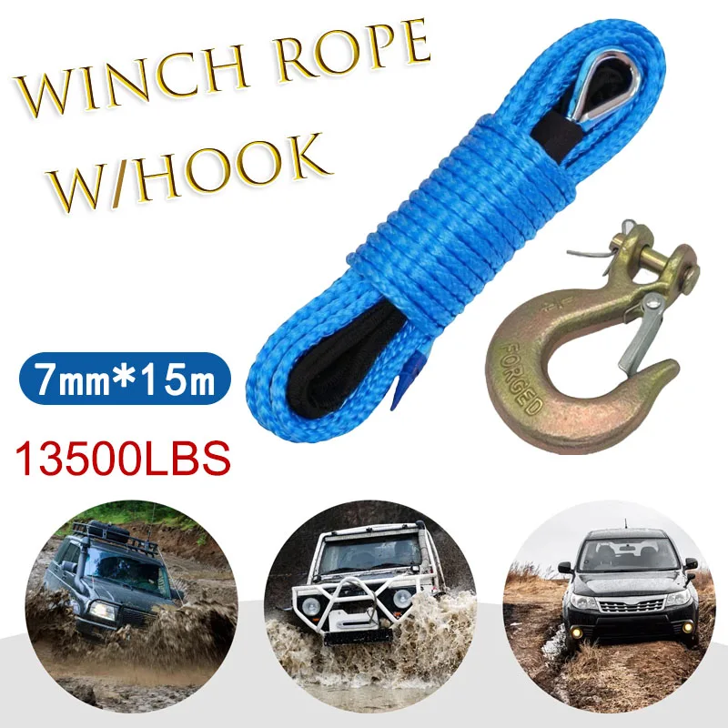 Off Road Tow Strap 7mm*15m 13500LBS Synthetic Winch Rope W/ Hook Winch Cable W/Protective Sleeve New for ATV UTV
Off Road Tow Strap 7mm*15m 13500LBS Synthetic Winch Rope W/ Hook Winch Cable W/Protective Sleeve New for ATV UTV