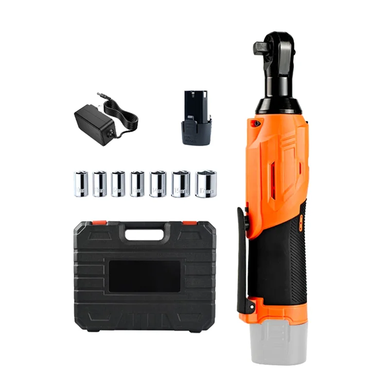 200Nm High-Torque 90° Cordless Ratchet Wrench Set 3/8'' Angle Wrench With 12V Batteries EU Plug
200Nm High-Torque 90° Cordless Ratchet Wrench Set 3/8'' Angle Wrench With 12V Batteries EU Plug