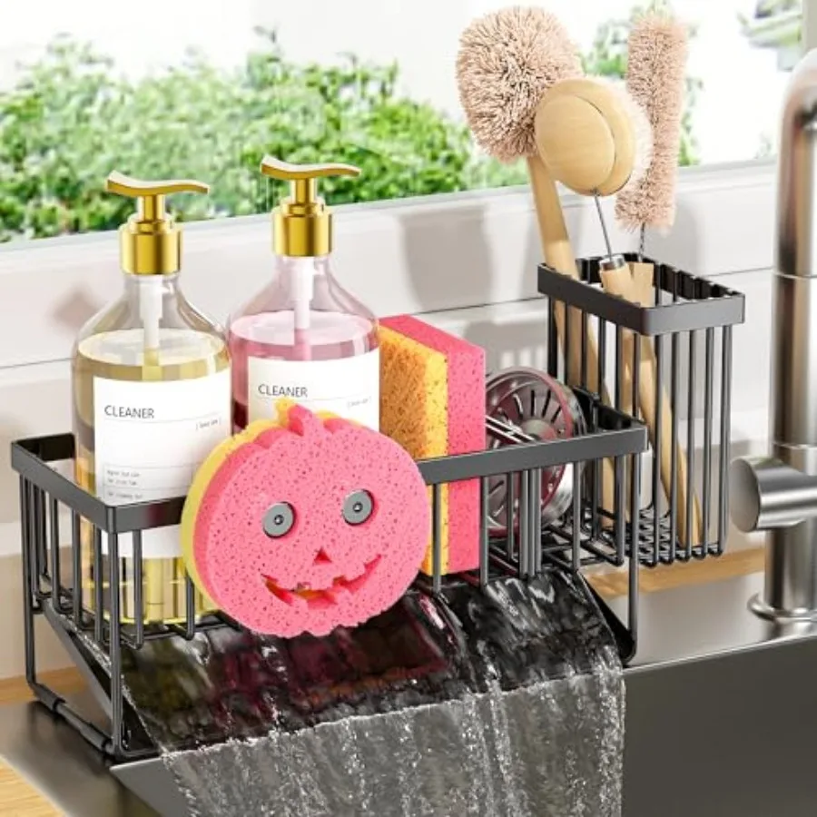 Sponge Holder for Kitchen Sink, Smiley Face Sink Caddy with Removable Brush Holder, Self-Draining Sponge Caddy for Sponge, Soap
Sponge Holder for Kitchen Sink, Smiley Face Sink Caddy with Removable Brush Holder, Self-Draining Sponge Caddy for Sponge, Soap