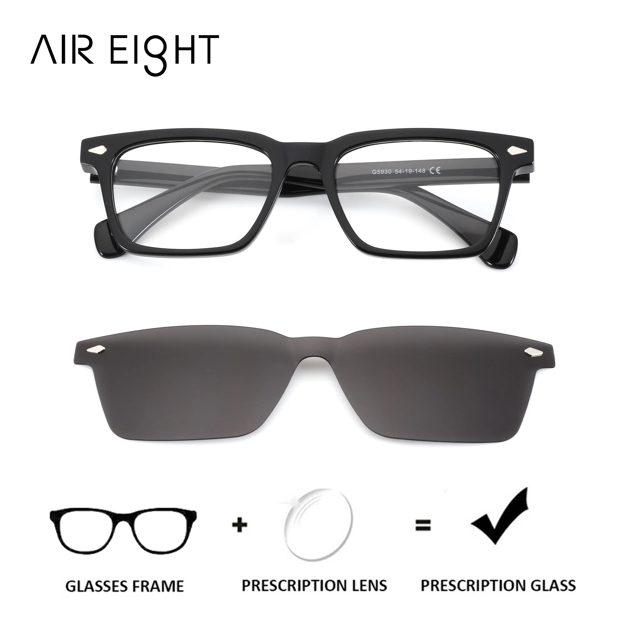 AIREIGHT Modish Rectangle Acetate Clip on Prescription Glasses Man Magnetic Progressive Multifocal Custom Lenses near and Far
AIREIGHT Modish Rectangle Acetate Clip on Prescription Glasses Man Magnetic Progressive Multifocal Custom Lenses near and Far