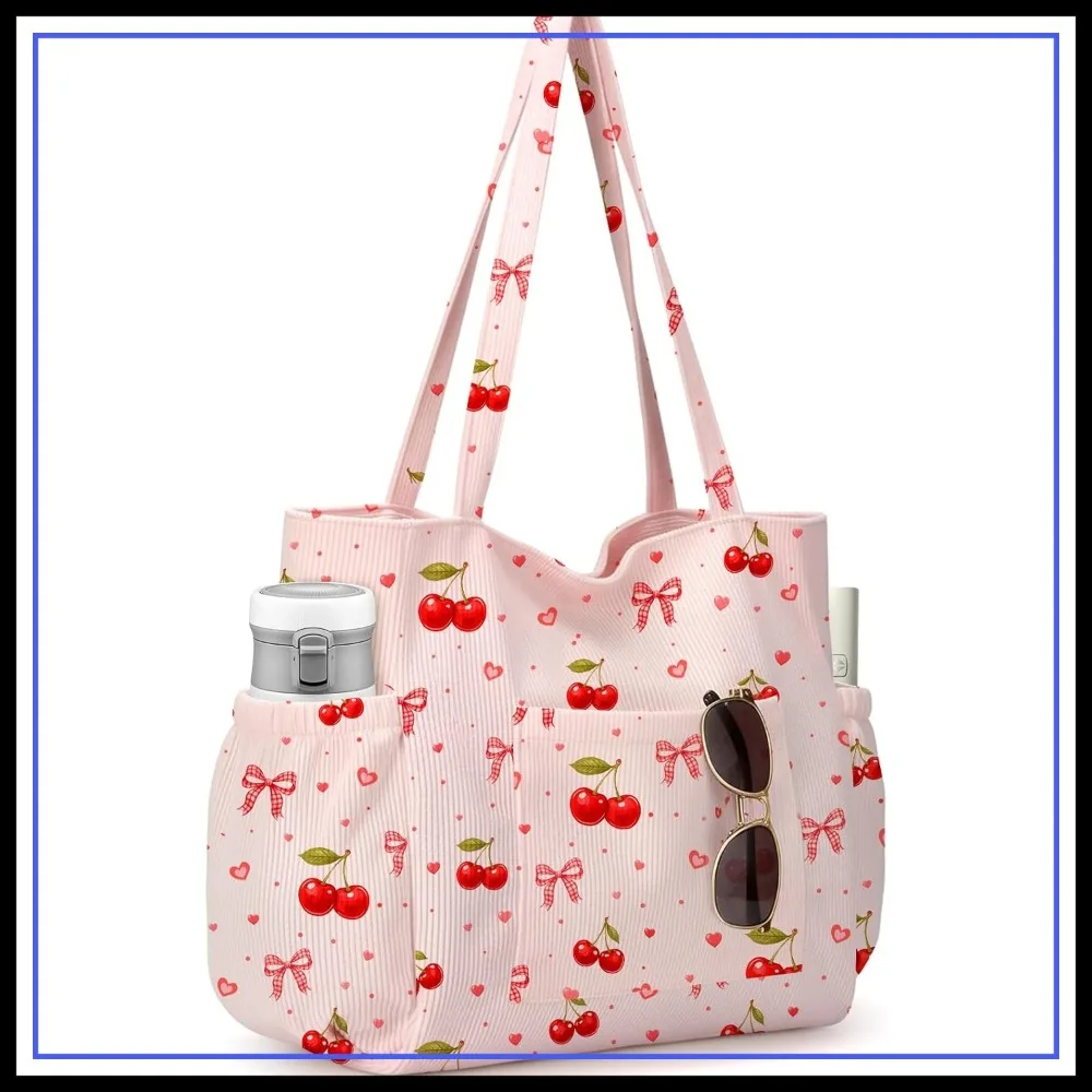 Corduroy Tote Bag for Women, Large Capacity Cute Tote with 6 Pockets, Crossbody Shoulder Handbag for Work Travel Gym
Corduroy Tote Bag for Women, Large Capacity Cute Tote with 6 Pockets, Crossbody Shoulder Handbag for Work Travel Gym