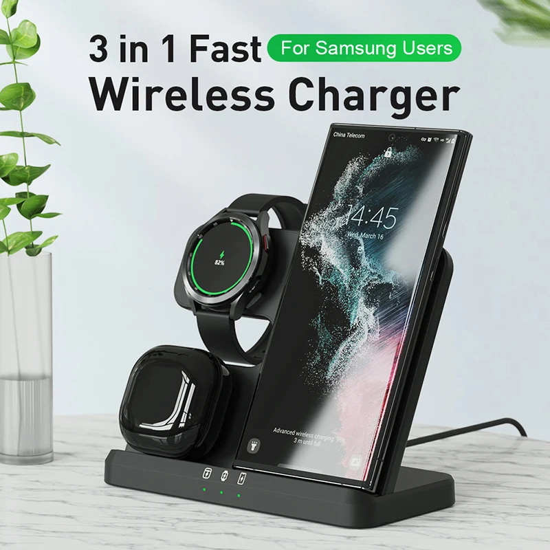 3 in 1 Wireless Charger Holder For Samsung S23 S22U 21 20 15W Fast Charging Station Stand For Galaxy Watch 5 4 3 Buds Pro Live 2
3 in 1 Wireless Charger Holder For Samsung S23 S22U 21 20 15W Fast Charging Station Stand For Galaxy Watch 5 4 3 Buds Pro Live 2