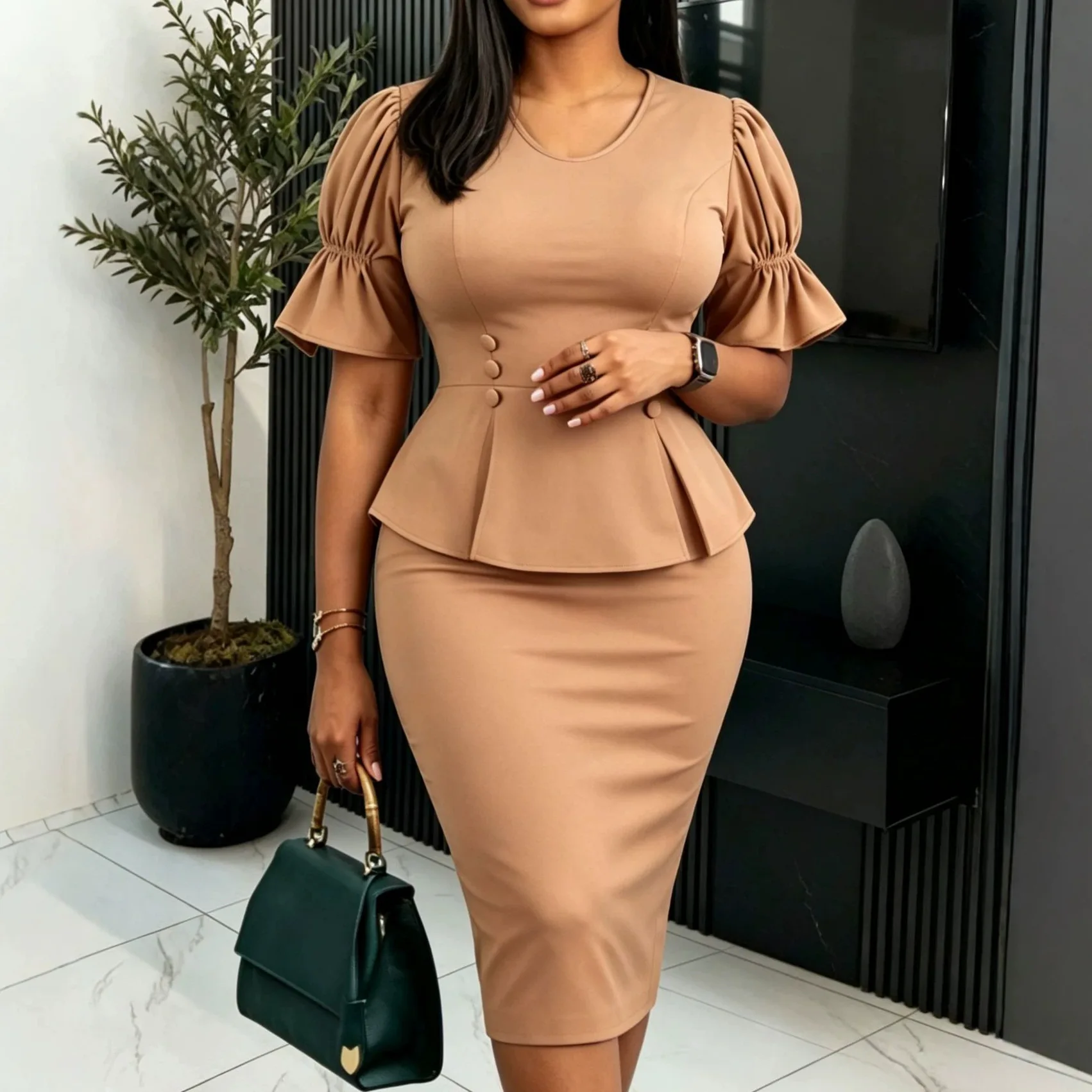 Elegant Bodycon Dresses for Women Style O Neck Half Sleeve High Waisted Sheath Package Hips Fashion Party Dress Africa Clothing
Elegant Bodycon Dresses for Women Style O Neck Half Sleeve High Waisted Sheath Package Hips Fashion Party Dress Africa Clothing