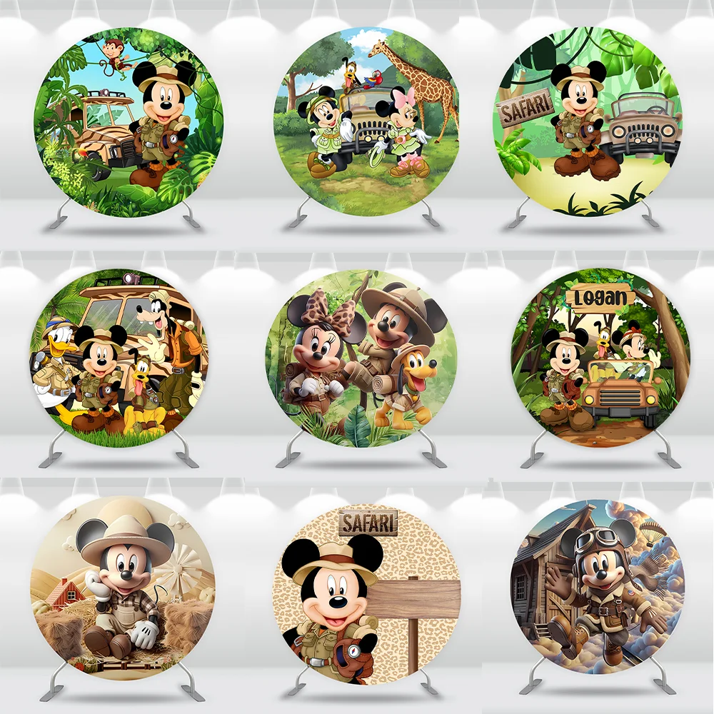 Круглый круглый фон Disney Safari с Микки Маусом для мальчика, принадлежности для дня рождения, лесной баннер для детского душа с Минни
Круглый круглый фон Disney Safari с Микки Маусом для мальчика, принадлежности для дня рождения, лесной баннер для детского душа с Минни