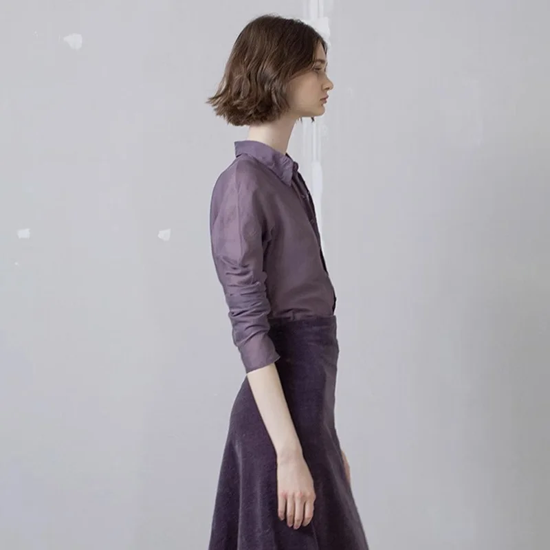 Fine cotton dirty dyed lapel smoked clothes purple solid color shirt women's spring and autumn new top
Fine cotton dirty dyed lapel smoked clothes purple solid color shirt women's spring and autumn new top