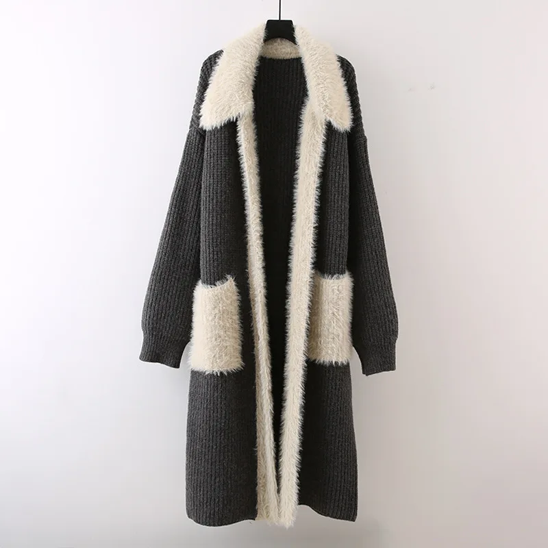 Women Long Knitted Cardigan Sweater Spliced Jumper Faux Fur Patchwork Turn Down Collar Open Stitch Loose Fit Casual 2025 Autumn
Women Long Knitted Cardigan Sweater Spliced Jumper Faux Fur Patchwork Turn Down Collar Open Stitch Loose Fit Casual 2025 Autumn