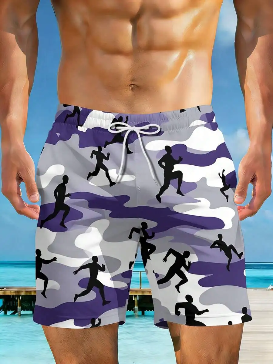 Mens Camouflage Print Beach Shorts With Running Silhouettes Pattern Casual Summer Wear
Mens Camouflage Print Beach Shorts With Running Silhouettes Pattern Casual Summer Wear