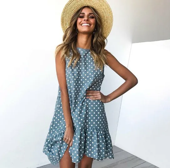 Polka Dot Dress Summer Women's Printed Sleeveless Ruffle Dress Street Fashion Medium Dress
Polka Dot Dress Summer Women's Printed Sleeveless Ruffle Dress Street Fashion Medium Dress