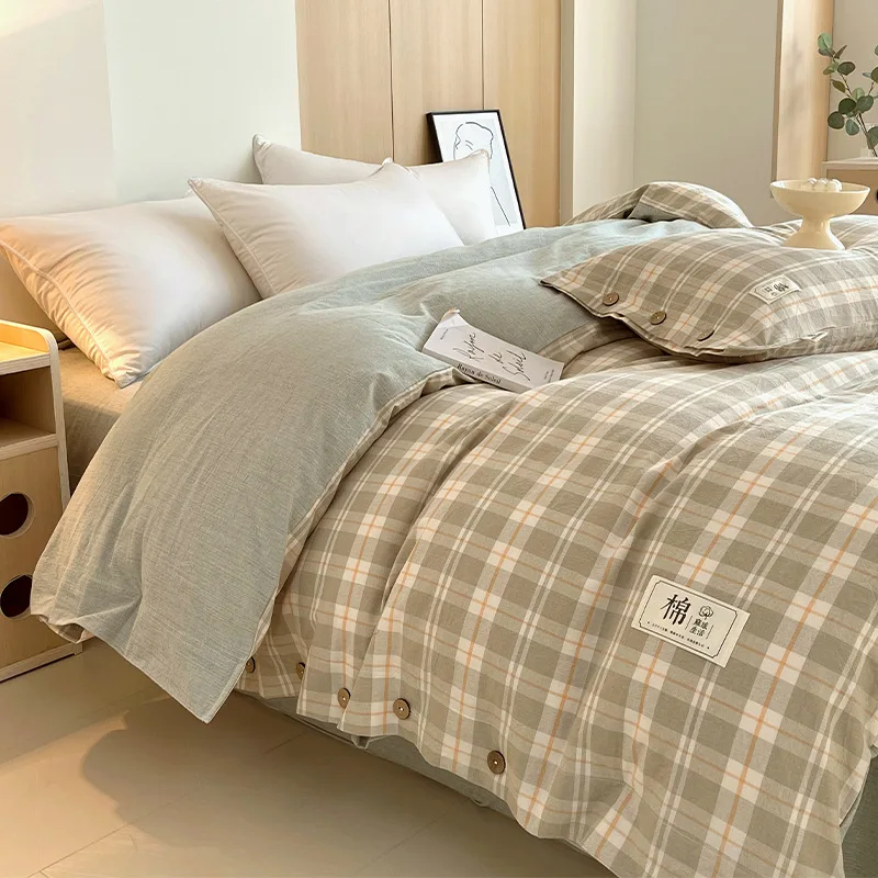 New 100% Cotton Yarn Dyed Duvet Cover Japanese Striped Checkered Button Quilt Cover Queen King Comforter Kit for All Seasons
New 100% Cotton Yarn Dyed Duvet Cover Japanese Striped Checkered Button Quilt Cover Queen King Comforter Kit for All Seasons