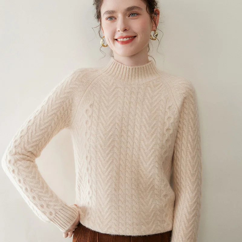Новый кашемировый свитер с высоким воротником для женщин, топ с длинными рукавами, осенне-зимний модный вязаный женский теплый пуловер из 100% кашемира
Новый кашемировый свитер с высоким воротником для женщин, топ с длинными рукавами, осенне-зимний модный вязаный женский теплый пуловер из 100% кашемира