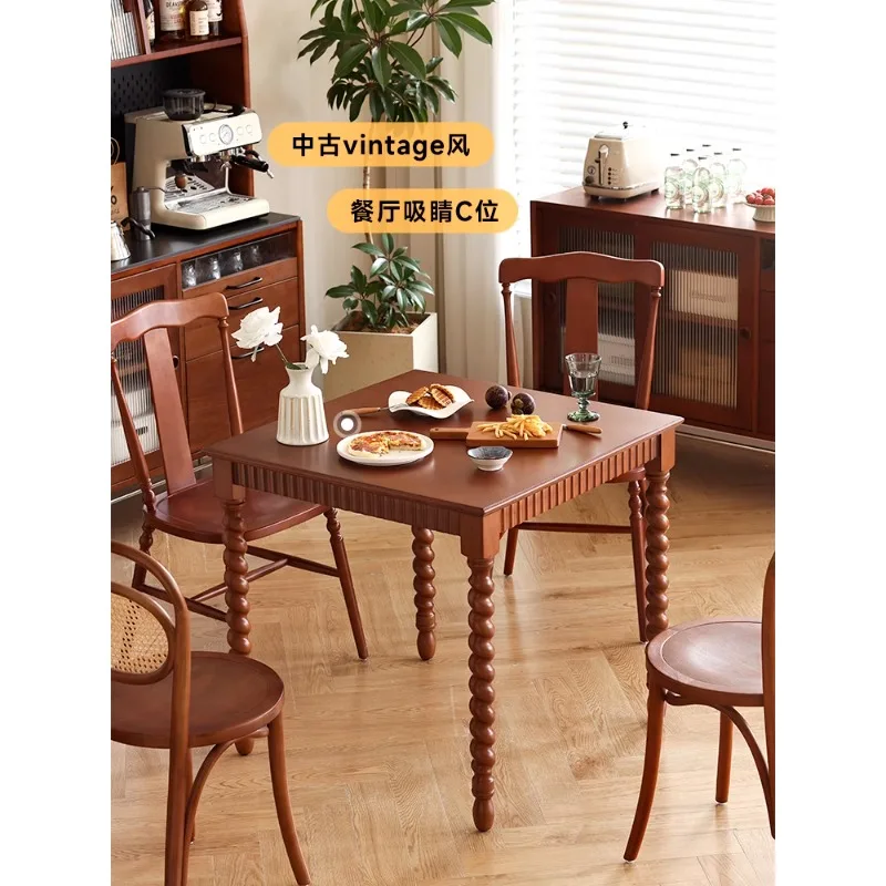 Nordic solid wood dining table and chairs retro style vintage coffee table small apartment household square table
Nordic solid wood dining table and chairs retro style vintage coffee table small apartment household square table