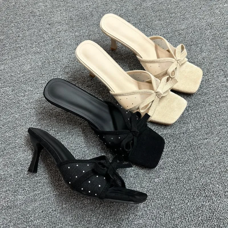 Butterfly-knot Square Toe Women Slippers Fashion Thin High Heels Slides Mule Ladies Pumps Shoes Zapatos De Mujer
Butterfly-knot Square Toe Women Slippers Fashion Thin High Heels Slides Mule Ladies Pumps Shoes Zapatos De Mujer