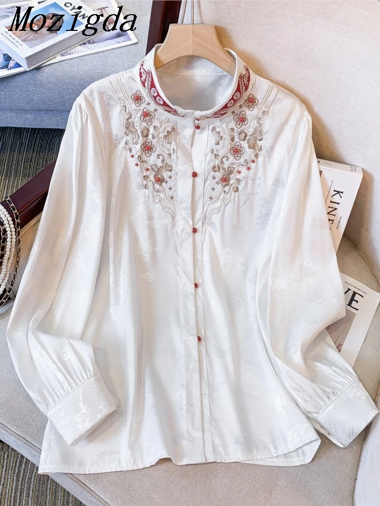 Новое весеннее поступление, блузка с вышитым воротником в китайском стиле и пуговицами в виде лягушки, винтажные жаккардовые женские топы с цветочным принтом, элегантные
Новое весеннее поступление, блузка с вышитым воротником в китайском стиле и пуговицами в виде лягушки, винтажные жаккардовые женские топы с цветочным принтом, элегантные