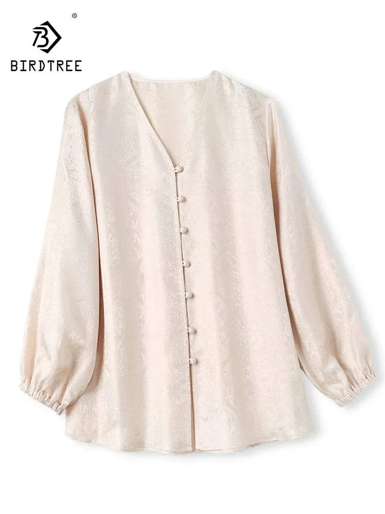 BirdTree-Silk Elegant Shirt, V Neck Long Sleeve Jacquard, Women Vintage Temperament Chic Loose Blouse, 2026 Spring New T63363CC
BirdTree-Silk Elegant Shirt, V Neck Long Sleeve Jacquard, Women Vintage Temperament Chic Loose Blouse, 2026 Spring New T63363CC