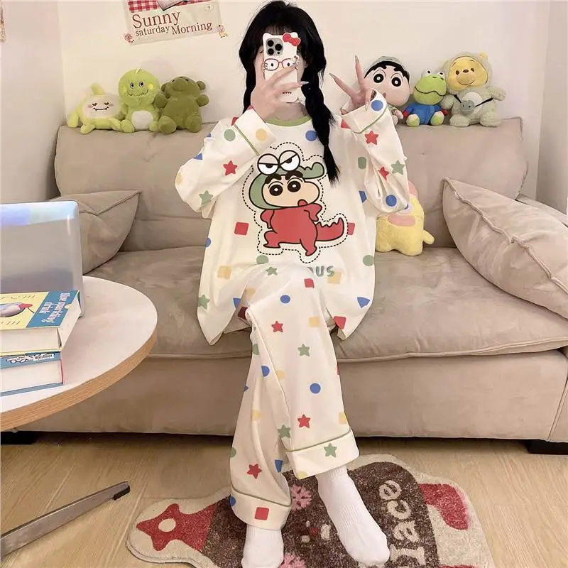 Anime Crayon Shin-Chan Cartoon Cotton Pajamas Suit Female Cute Cotton Spring Autumn Woman Large Size Long Sleeves Lounge Clothes
Anime Crayon Shin-Chan Cartoon Cotton Pajamas Suit Female Cute Cotton Spring Autumn Woman Large Size Long Sleeves Lounge Clothes