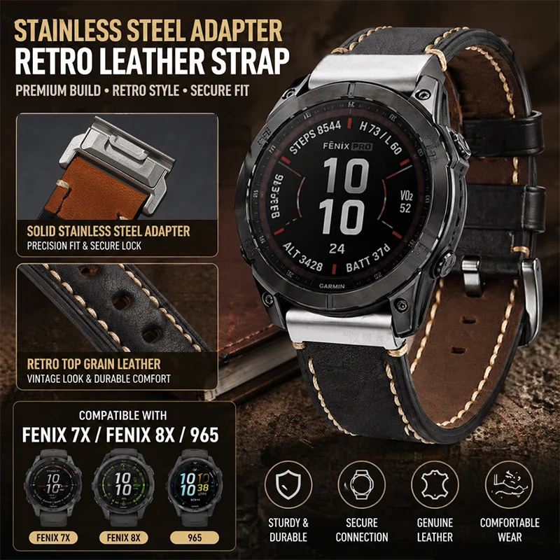 vintage cowhide watch strap for Garmin Epix Pro 47mm/Fenix 8 47mm/6 6 Pro/7 7 Pro Replace Wristbands with adapter Accessories 22
vintage cowhide watch strap for Garmin Epix Pro 47mm/Fenix 8 47mm/6 6 Pro/7 7 Pro Replace Wristbands with adapter Accessories 22