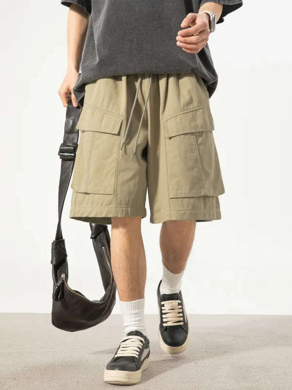 Ретро-шорты в японском стиле цвета хаки для мужчин: свободные повседневные широкие шорты-карго на лето, молодежная мода
Ретро-шорты в японском стиле цвета хаки для мужчин: свободные повседневные широкие шорты-карго на лето, молодежная мода