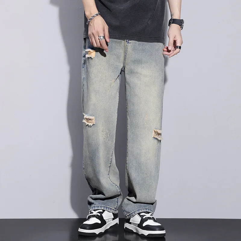 Men's Clothing Y2k Baggy Jeans Spring/Summer New Man Pants American Trendy Hole Loose Leisure Straight Leg Wide Jeans for Men
Men's Clothing Y2k Baggy Jeans Spring/Summer New Man Pants American Trendy Hole Loose Leisure Straight Leg Wide Jeans for Men