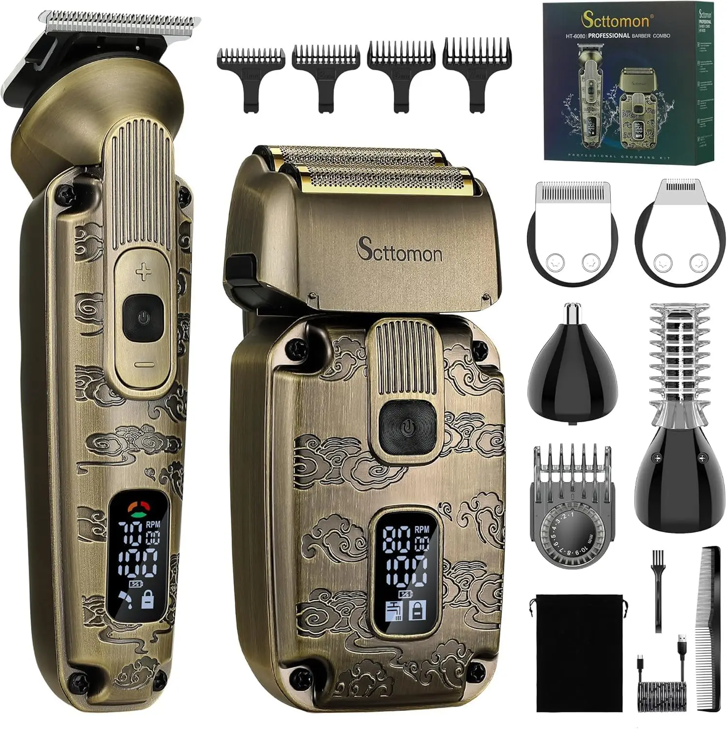 Men's Cordless Electric Shaver and Beard Trimmer Kit with Waterproof Design and LED Display
Men's Cordless Electric Shaver and Beard Trimmer Kit with Waterproof Design and LED Display