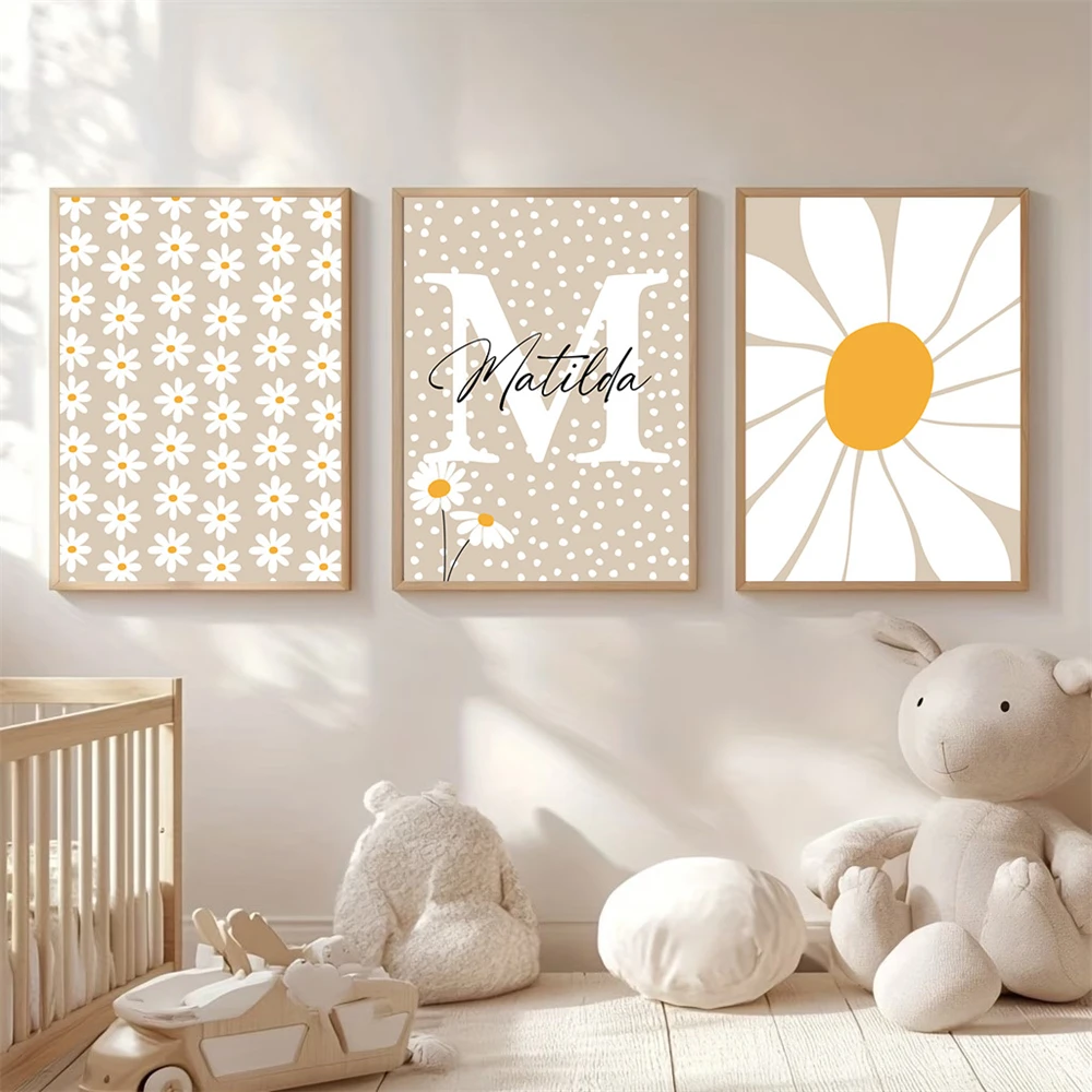 Boho Beige Daisy Canvas Art Poster Floral Custom Name Prints Nursery Wall Art Painting Modern Nordic Picture for Kids Room Decor
Boho Beige Daisy Canvas Art Poster Floral Custom Name Prints Nursery Wall Art Painting Modern Nordic Picture for Kids Room Decor