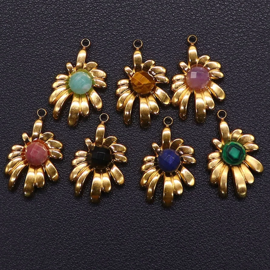 8 шт./лот, модный цветок подсолнуха, подвеска из нержавеющей стали, натуральный амазонит, обсидиан, камень, кулон для изготовления ювелирных изделий, серьги
8 шт./лот, модный цветок подсолнуха, подвеска из нержавеющей стали, натуральный амазонит, обсидиан, камень, кулон для изготовления ювелирных изделий, серьги