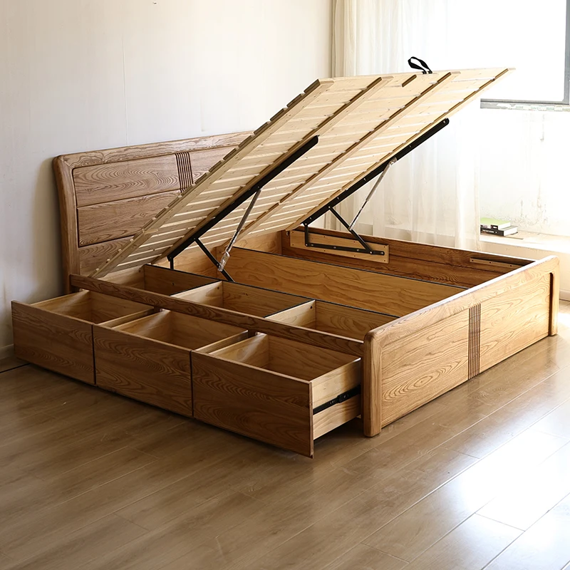 North American ash wood drawer air pressure high box bed simple Nordic all solid wood furniture bedroom double bed storage bed
North American ash wood drawer air pressure high box bed simple Nordic all solid wood furniture bedroom double bed storage bed