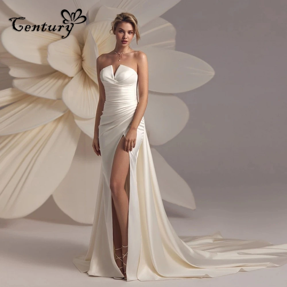 Silk Satin Wedding Dress Mermaid 2025 Strapless Backless Pleats Simple Wedding Gowns Detachable Train Bride Dresses Customized
Silk Satin Wedding Dress Mermaid 2025 Strapless Backless Pleats Simple Wedding Gowns Detachable Train Bride Dresses Customized