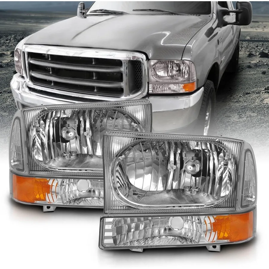 For 1999-2004 Ford Super Duty F250 F350 F450 F550 Excursion Chrome Factory Style Replacement Headlights with Corner Bumper Corn
For 1999-2004 Ford Super Duty F250 F350 F450 F550 Excursion Chrome Factory Style Replacement Headlights with Corner Bumper Corn