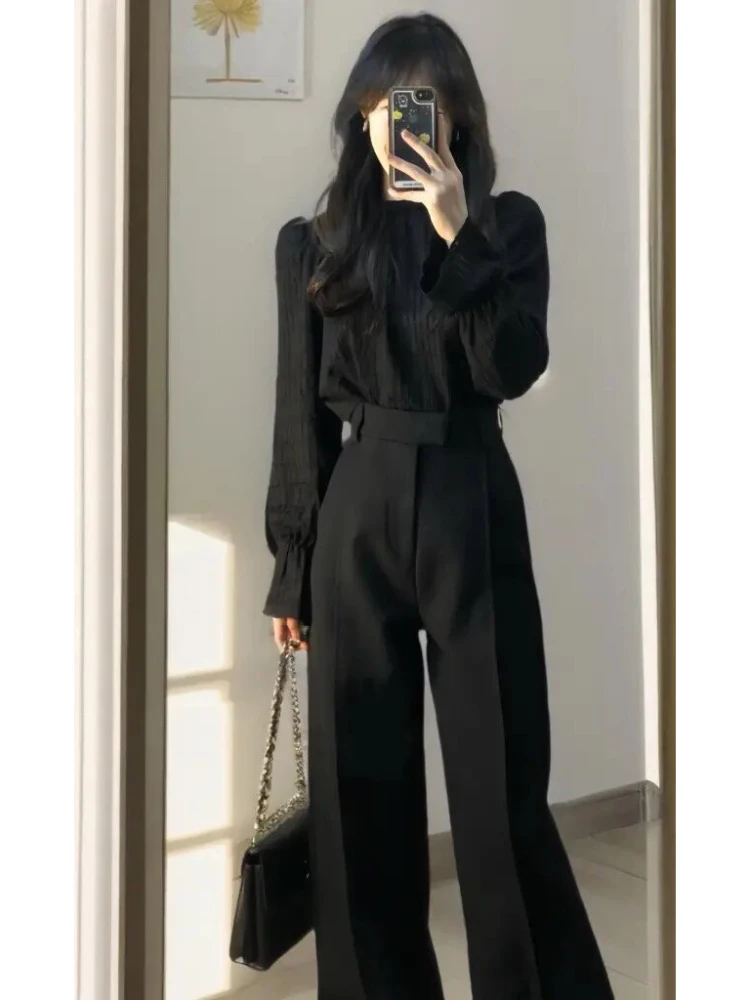 Autumn Women Shirts High Waist Wide Leg Pants Set Women 2024 New Cool Black Shirt Suit Pants Two Piece Set Office Lady
Autumn Women Shirts High Waist Wide Leg Pants Set Women 2024 New Cool Black Shirt Suit Pants Two Piece Set Office Lady