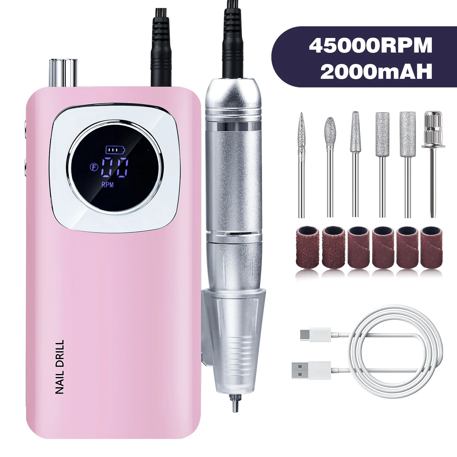 Electric Nail File Grinder 45000-RPM Rechargeable Portable Nail Drill Machine Professional Salon DIY Manicure Tool
Electric Nail File Grinder 45000-RPM Rechargeable Portable Nail Drill Machine Professional Salon DIY Manicure Tool