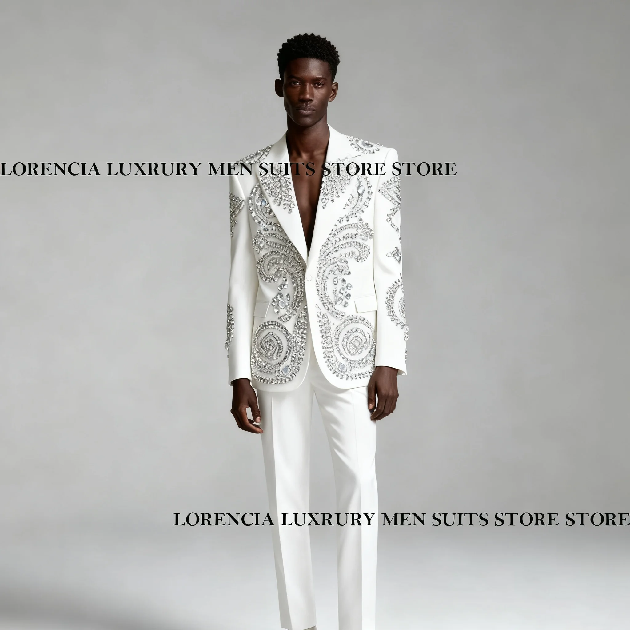 Sparkly Rhinestones Crystals Men Formal Wedding Suits Groom Male Blazers Tuxedos Slim Fit 3 Pieces Sets Ropa hombre Customized
Sparkly Rhinestones Crystals Men Formal Wedding Suits Groom Male Blazers Tuxedos Slim Fit 3 Pieces Sets Ropa hombre Customized