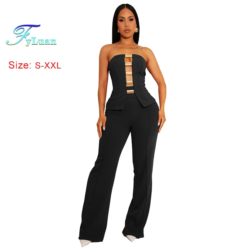 2025 Fashionable New Women Trousers Sets Sexy Strapless Wrap Bust Top And Casual Flare Pants Two Piece Set High Street Clothing
2025 Fashionable New Women Trousers Sets Sexy Strapless Wrap Bust Top And Casual Flare Pants Two Piece Set High Street Clothing