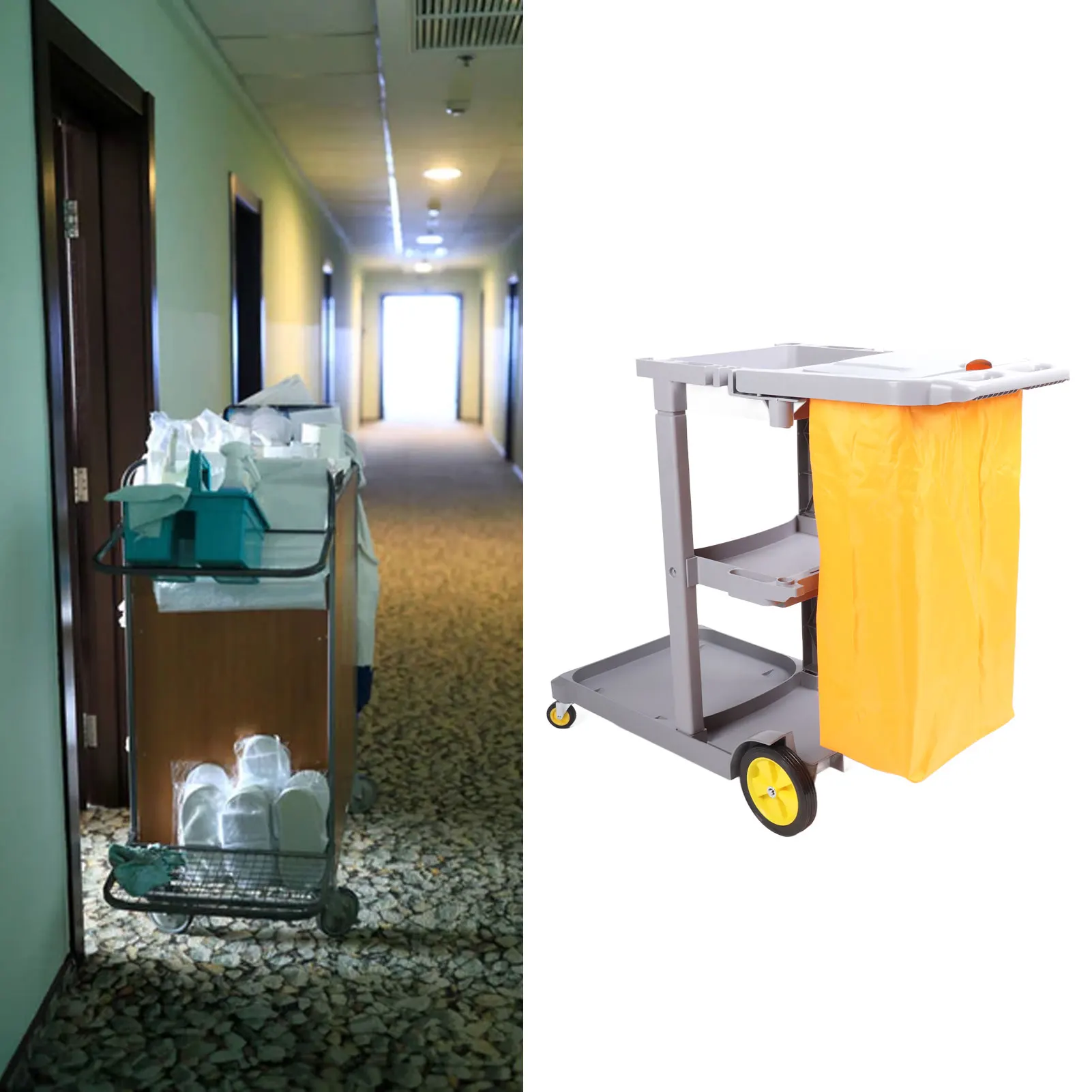 Janitorial Cleaning Cart Plastic Grey Fine Workmanship Large Capacity Commercial Janitorial Cart with Cover for Shopping Malls
Janitorial Cleaning Cart Plastic Grey Fine Workmanship Large Capacity Commercial Janitorial Cart with Cover for Shopping Malls