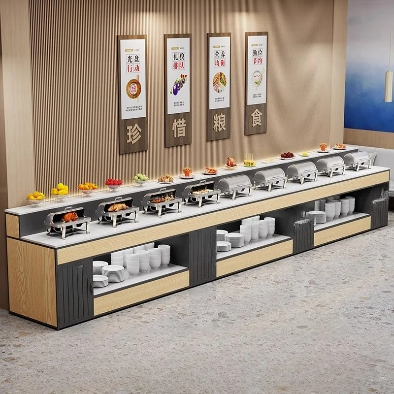 Canteen against the wall Buffet table Fruit dessert dish display table Pickup table
Canteen against the wall Buffet table Fruit dessert dish display table Pickup table