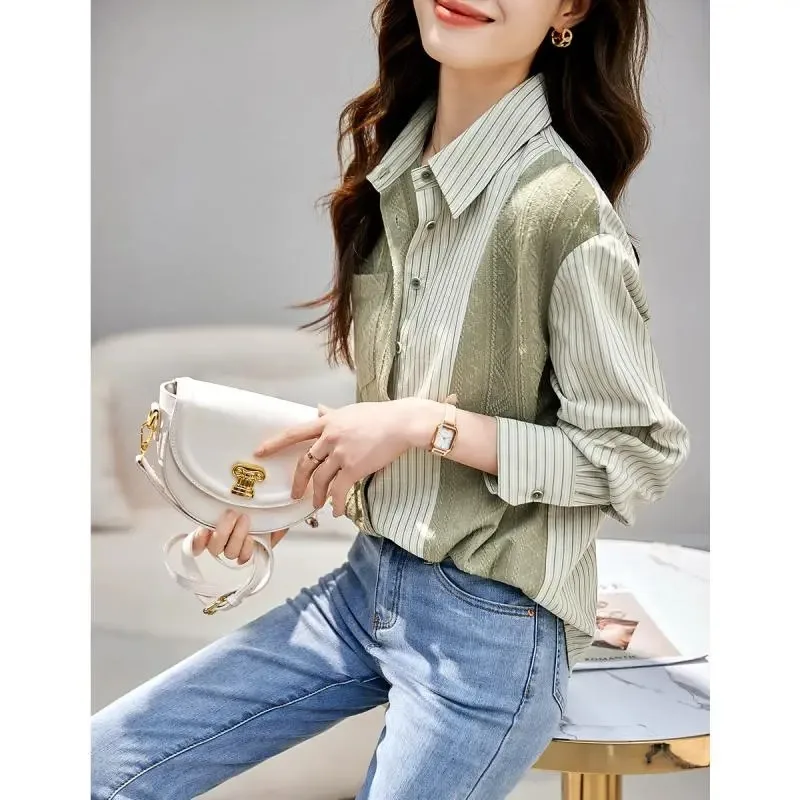 Women's Striped Patchwork Shirt Oversized Button Down Long Sleeve Casual Office Top
Women's Striped Patchwork Shirt Oversized Button Down Long Sleeve Casual Office Top
