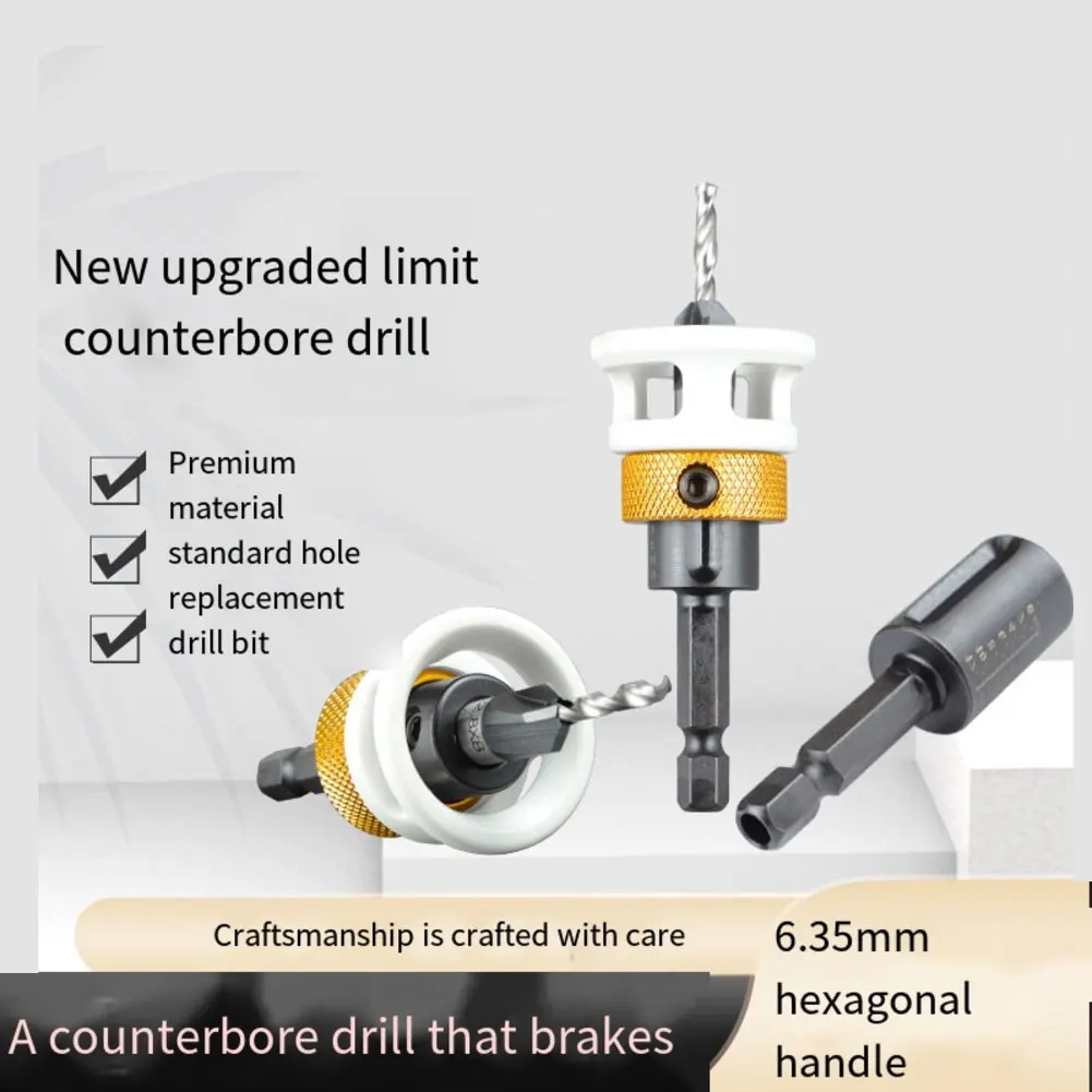 4pc Woodworking Countersink Drill Bit Set With Adjustable Depth Hexagonal Handle Countersunk Fried Dough Drill For Hole Drilling
4pc Woodworking Countersink Drill Bit Set With Adjustable Depth Hexagonal Handle Countersunk Fried Dough Drill For Hole Drilling